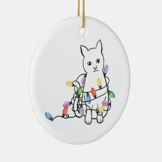 Funny Cat Christmas Holiday Ceramic Ornament