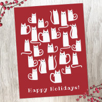 Funny Cat Christmas Holiday Postcard