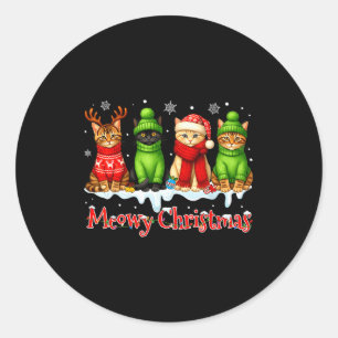 Funny Cat Christmas Holiday Xmas Santa Hat Meowy C Classic Round Sticker