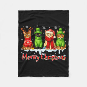 Funny Cat Christmas Holiday Xmas Santa Hat Meowy C Fleece Blanket