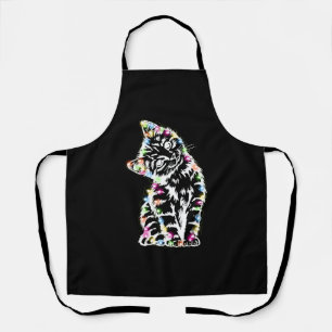 Funny Cat Christmas Lights Cat Lover Cat Christmas Apron