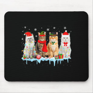 Funny Cat Christmas Lights Reindeer Santa Xmas Kit Mouse Pad