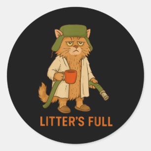 Funny Cat Christmas, Litter’s Full Cat  Classic Round Sticker