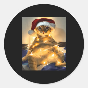 Funny Cat Christmas Meme Shirt Cute Holiday Meme C Classic Round Sticker