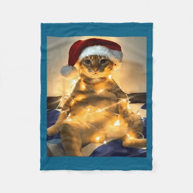 Funny Cat Christmas Meme Shirt Cute Holiday Meme C Fleece Blanket (Front)