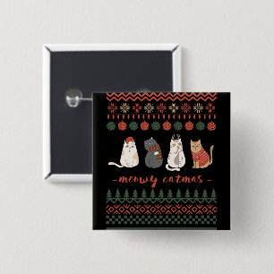 Funny Cat Christmas Pun - Cat Christmas 2 Inch Square Button