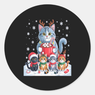 Funny Cat Christmas Shirt Holiday Santa Design Classic Round Sticker