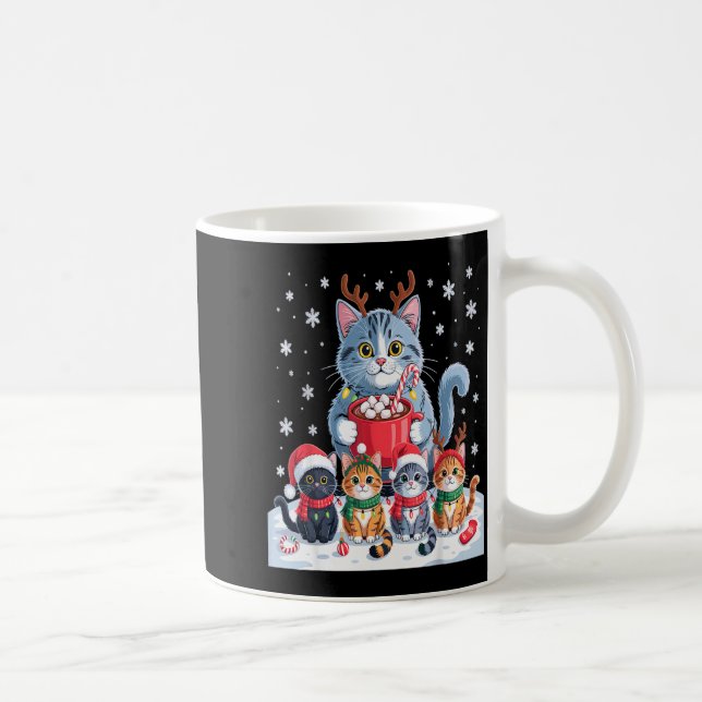 Funny Cat Christmas Shirt Holiday Santa Design  Coffee Mug (Right)
