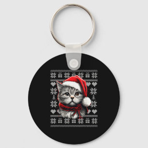 Funny Cat Christmas Shirts Men Women Cats Lover Ug Keychain