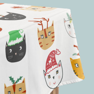Funny Cat Christmas Tablecloth