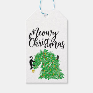 funny cat christmas tag-  Meowy Or add your own Gift Tags