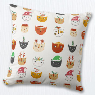 Funny Cat Christmas Throw Pillow