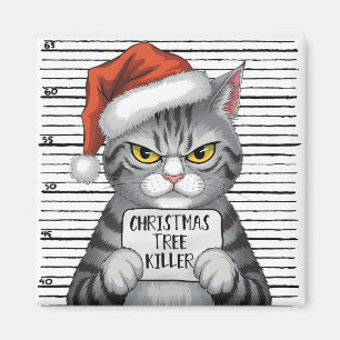 Funny Cat Christmas Tree Killer Magnet