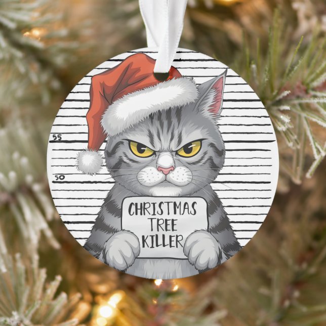 Funny Cat Christmas Tree Killer Ornament (Tree)
