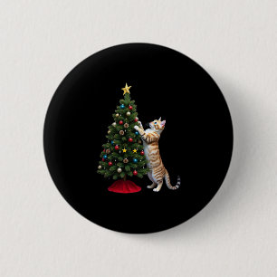 Funny Cat Christmas Tree Xmas Gifts Men Women Kids 2 Inch Round Button