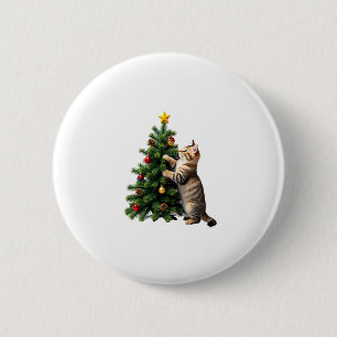 Funny Cat Christmas Tree Xmas Gifts Men Women Kids 2 Inch Round Button