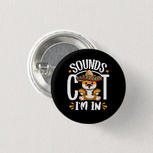 Funny Cat Cinco De Mayo Gift Sombrero Tacos Lover 1 Inch Round Button