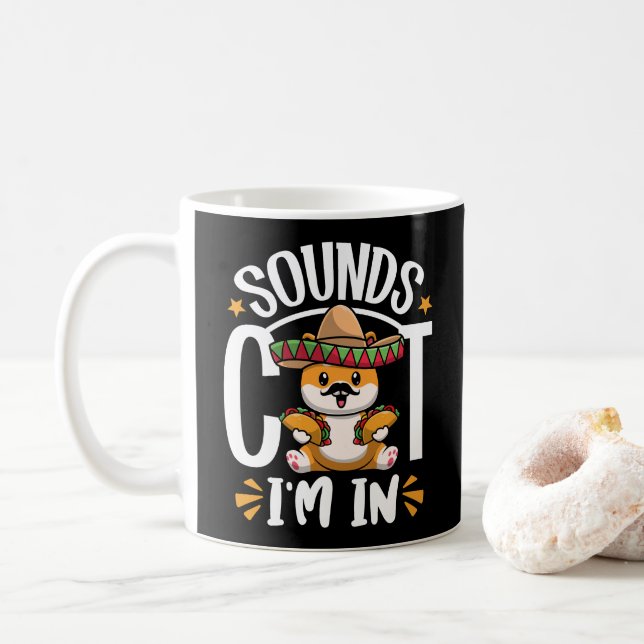 Funny Cat Cinco De Mayo Gift Sombrero Tacos Lover Coffee Mug (With Donut)