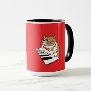 Funny Cat Classical Jazz Piano Keyboard Player Mug