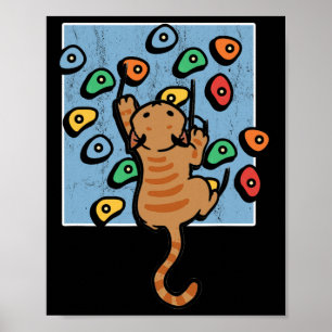 Funny Cat Climber Climbing Wall Bouldering Climb Poster