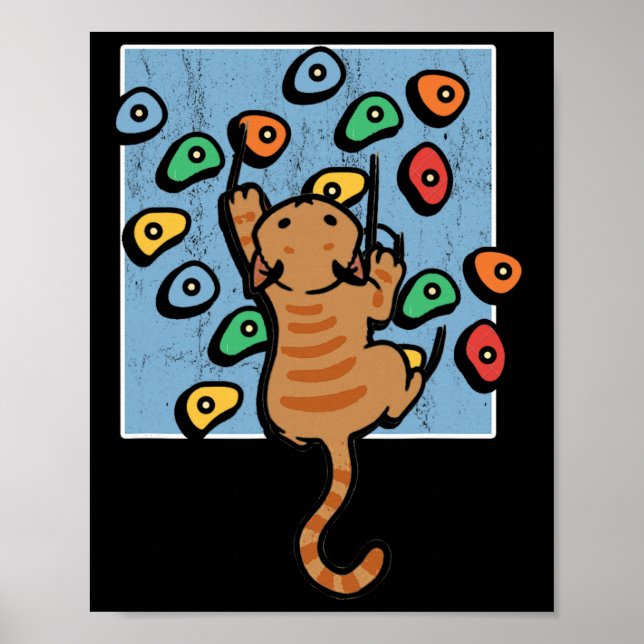 Funny Cat Climber Climbing Wall Bouldering Climb  Poster (Front)