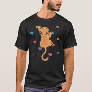 Funny Cat Climber Rock Climbing Cute Bouldering Ki T-Shirt