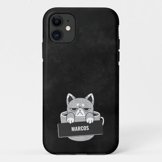 Funny Cat coffee design custom name Case-Mate iPho iPhone Case (Back)
