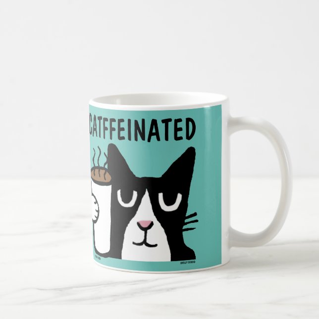 Funny Cat Coffee Mug, CATFFEINATED Coffee Mug (Right)