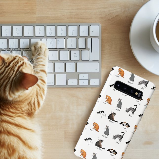 Funny Cat Commands Illustrated Training Chart Samsung Galaxy Case (Creator Uploaded)