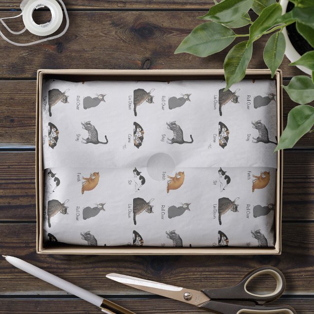 Funny Cat Commands Illustrated Training Chart Tissue Paper (Creator Uploaded)