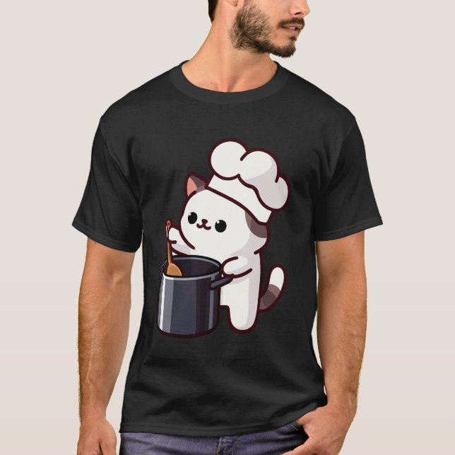Funny Cat Cooking Baking Chef T-Shirt (Front)