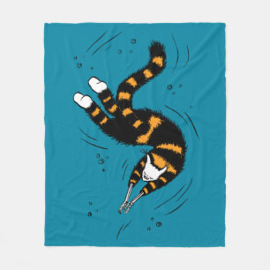 Funny Cat Creature Skeleton Hands Swimming Gothic Fleece Blanket