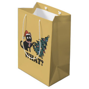 Funny Cat Crème de Noël Moyen Cadeau Sac