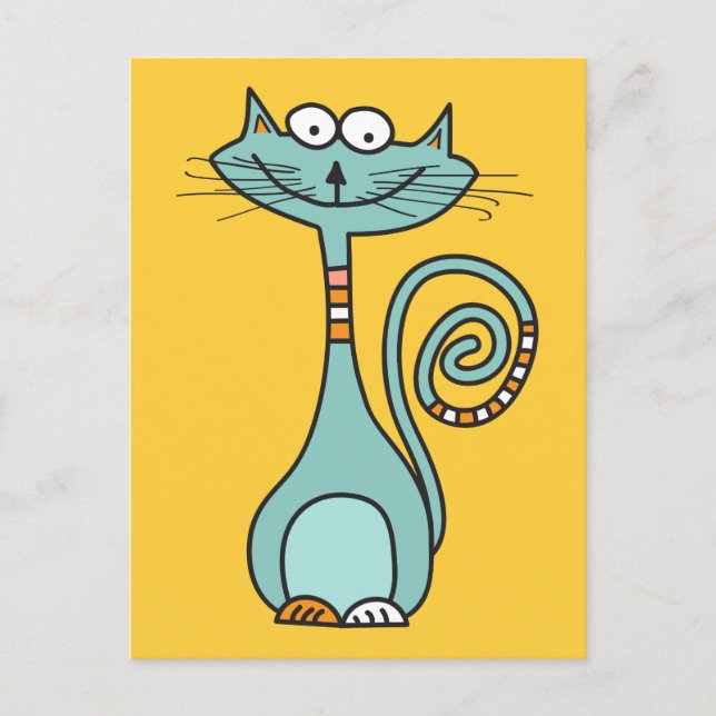Funny Cat custom colour postcard (Front)