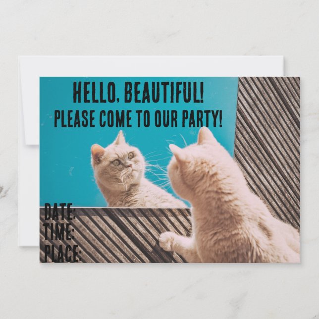 FUNNY CAT CUSTOM PARTY INVITATIONS (Front)