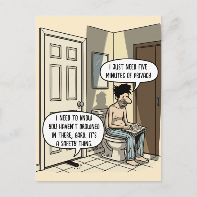 Funny Cat Dad Bathroom Humour Gift Postcard (Front)