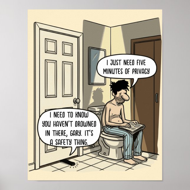 Funny Cat Dad Bathroom Humour Gift Poster (Front)