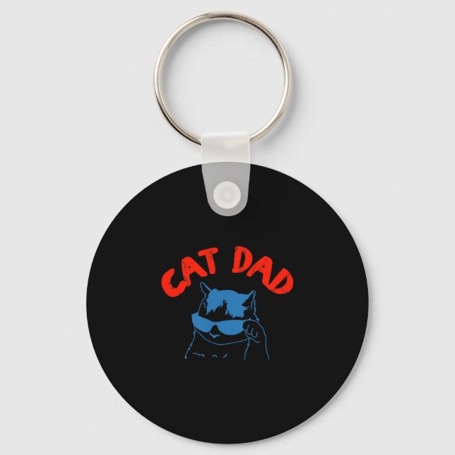 Funny Cat Dad Club 2 Sided Life Is Better With Cat Keychain (Front)
