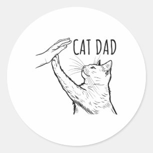 Funny Cat Dad Fathers Day Best Cat Daddy Hand  Classic Round Sticker