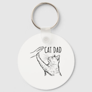 Funny Cat Dad Fathers Day Best Cat Daddy Hand  Keychain