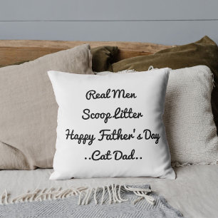 Funny Cat Dad Father's Day Cute Black White Trendy Throw Pillow