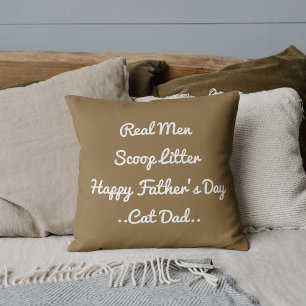 Funny Cat Dad Father's Day Cute White Sand Trendy Throw Pillow