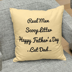 Funny Cat Dad Father's Day Gift Black Beige Trendy Throw Pillow