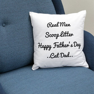 Funny Cat Dad Father's Day Gift Black White Trendy Throw Pillow