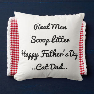 Funny Cat Dad Father's Day Gift Black White Trendy Throw Pillow
