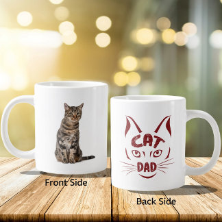 Funny Cat Dad Morning Victory Flex Pet Portrait Large Coffee Mug