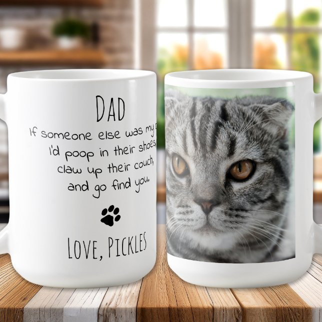 Funny Cat Dad Personalized Pet Photo Coffee Mug