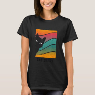 Funny Cat Daddy, Dad with peeking Cat, Vintage Cat T-Shirt