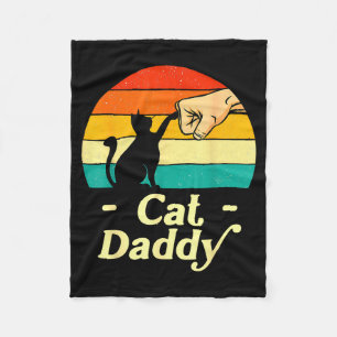 Funny Cat Daddy Vintage Cat Lover Cat Dad Fathers  Fleece Blanket