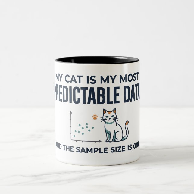 Funny Cat Data Analyst Unpredictable Dataset Humou Two-Tone Coffee Mug (Center)